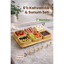 Empressco 6 Bölmeli Bambu Tepsili Kahvaltılık Seti, Çok Amaçlı Servis ve Çerezlik