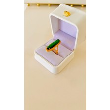 Zümra Store Baget Tasarım Zümrüt Yeşili Altın Kaplama Yüzük