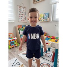 By Murat Baby Efemkids Nba Baskılı 2'li Alt-Üst Takım Tişört+Şort Bebek Takım 2-5 Yaş Arası Takım Esnek Rahat