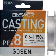 Gosen Answer Casting 8x 150MT 0.6pe Max 6.4kg Lrf Ip Örgü Misina Fine Silver