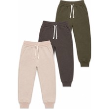 Yiğit Butik Erkek Çocuk 3’lü Jogger Eşofman Altı 4-12 Yaş Bel Lastikli Bağcıklı Cepli Pantolon