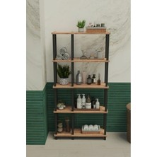 The Violett Terada 5 Katlı Banyo Düzenleyici | Çok Raflı Banyo Organizeri | Çok Amaçlı Banyo Düzenleyici - Meşe