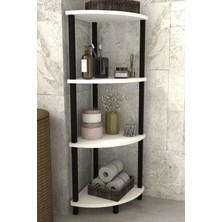 The Violett Decoline Banyo Rafı 4 Katlı Moblen Modern Organizer Depolama Ünitesi-Beyaz