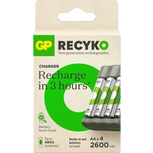 HBMB Store Gp B441 USB Pil Şarj Cihazı 4 Adet 2600MAH Aa Kalem Pilli Set