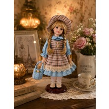 Be-Lis Premium 35 cm Elbiseli Porselen Bebek Biblosu Dekoratif Vintage Kız Biblo Ev Salon Dekoru