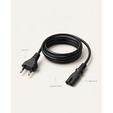 1.5 Metre C7 Güç Kablosu- Radyo - Tv - Işıldak - Ps2 - Ps3 -Ps4 - Xbox One S - Uyumlu Power Elektrik Kablosu Yüksek Performans Iki Pinli Dayanıklı Kablo Yapısı