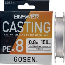 Gosen Answer Casting 8x 150MT 0.8pe Max 7.3kg Light Spin Ip Örgü Misina Fine Silver