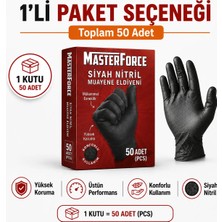 Prozirve Masterforce Siyah Nitril Eldiven 50’li  Paket Pudrasız Ekstra Kalın Profesyonel Eldiven