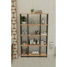 The Violett Ravina 5 Katlı Banyo Düzenleyici | Çok Raflı Banyo Organizeri | Çok Amaçlı Banyo Düzenleyici - Meşe