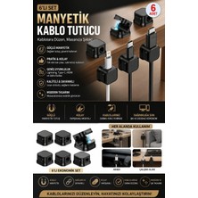 3b Trend 6'lı Manyetik Kablo Tutucu Seti - Yapışkanlı Kablo Düzenleyici Organizer