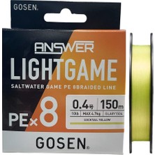 Gosen Answer Light Game 8x 150MT 0.4pe Max 4.7kg Lrf Ip Örgü Misina Cocktail Yellow