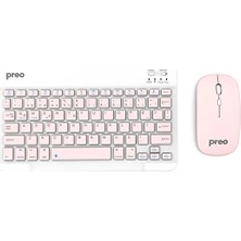 Preo K9 Mini Tv Tablet ve Telefon Uyumlu Kablosuz Klavye Mouse Pembe Set