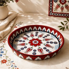 Sarkap Home 26 cm Kırmızı Ebru Desen Meyve Tabağı