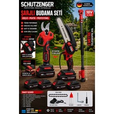 SCHUTZENGER Teleskopik Kolu Dal Budama Makası Çelik Bıçak Şarjlı Hızar Testere 701E Kırmızı Germany 3 Lü  Set