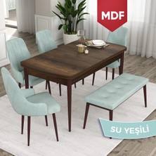 Canisa Concept Ram Serisi MDF 80 x 132 cm Mutfak Masa Takımı Barok Ahşap Desen Masa 4 Sandalye ve 1 Bench