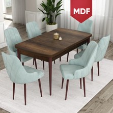 Canisa Concept Ram Serisi MDF 80 x 132 cm Açılabilir Masa Takımı, Barok Ahşap Desen Masa 6 Sandalye