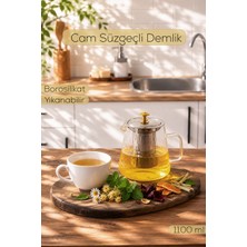 Porsima JYDH-201 Isıya Dayanıklı 1100 ml Süzgeçli Borasilikat Cam Demlik Çay-Bitki Çayı Demliği