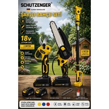 SCHUTZENGER 912R 2 mt Teleskopik Kol Uyumlu Dal Budama Makası ve Şarjlı Testere Otomatik Yağlamalı Sarı Alman