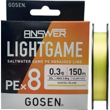 Gosen Answer Light Game 8x 150MT 0.3pe Max 3.8kg Lrf Ip Örgü Misina Cocktail Yellow