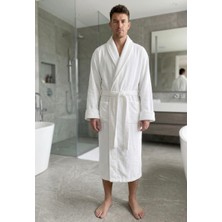 Merty Home Beyaz  %100 Pamuk Unisex Yumuşak Emici Banyo Bornozu