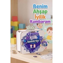 Farbu Oyuncak Benim Ahşap Iyilik Kumbaram Eğitici Dekoratif Demonte Çocuk Kumbarası
