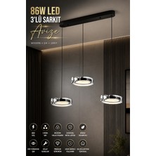 Elvora Home Modern (Premium) 3'lü 3 Renkli Şık Ledli 86W Sarkıt Avize Salon Mutfak Yemek Masası Üstü Avizesi Modelleri