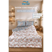 Uysal Saten Yorgan Uyku Seti %100 Pamuklu Battal