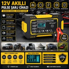 Tastech Rjtianye 12V 6A Akü Şarj Aleti 4-100AMPER Uyumlu Tamir Modlu Araç Akü Akıllı Şarj Cihazı Otomotiv Akü Bakım Cihazı Sıcaklık Dengelemeli Araba Motosiklet Deniz Kurşun Asit Aküler