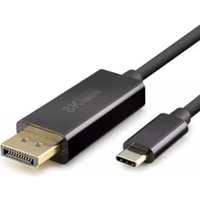Hadron Type-C To Displayport Kablo - 8k 60Hz / 4K 144Hz Destekli, 1.8 Metre, Thunderbolt 3/4 Uyumlu, Macbook, iPad ve Yeni Nesil Laptoplar Için Dp Dönüştürücü Görüntü Kablosu (Siyah)