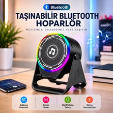 Badem10 A3 Sensörlü Hoparlör Bluetooth Hoparlör Telefon Standı Rgb Işıklı Kablosuz 2’si 1 Arada Siyah