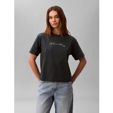 Calvin Klein Kadın / Kız Mavi Calvin Klein Ss Graphıc Boxy Tee, 3q1, Xxs Mavi Kadın T-Shirt