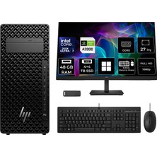 Hp Z2 G1I Core Ultra 7 265K Rtx 2000 Ada 16GB 48GB Ram 4tb SSD + 4tb SSD 27" Fhd WIN11 Pro A2KR1ESPN845 Masaüstü Iş Istasyonu + Per4 USB Bellek