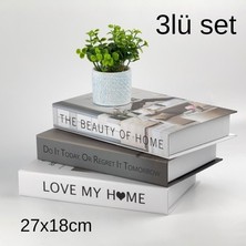 Bak Gel Al 3 lü Kitap Görünümlü Dekoratif Kutu Seti, İskandinav Tarz Modern Ev Dekorasyonu- Set-3
