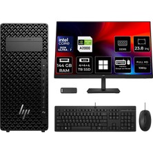 Hp Z2 G1I Core Ultra 7 265K Rtx 2000 Ada 16GB 144GB Ram 12TB SSD 23.8" Fhd WIN11 Pro A2KR1ESPN726 Masaüstü Iş Istasyonu + Per4 USB Bellek