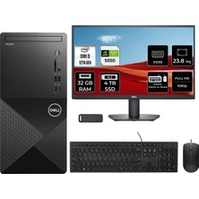 Dell Vostro 3030MT Core I3 12100 Rtx 5050 8gb 32GB Ram 4tb SSD 23.8" Fhd Freedos N6001VDT3030MTP848 Masaüstü Bilgisayar + Per4 USB Bellek