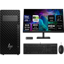 Hp Z2 G1I Core Ultra 7 265K Rtx 2000 Ada 16GB 32GB Ram 4tb SSD + 4tb SSD 27" Fhd Freedos A2KR1ESPN743 Masaüstü Iş Istasyonu + Per4 USB Bellek