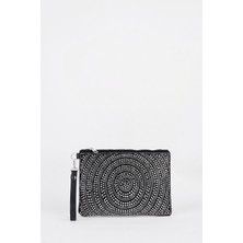 Vivaq Kadın Halka Gümüş Taşlı Süet Bilek Askılı ve Zincir Askılı Portföy El ve Clutch Çanta