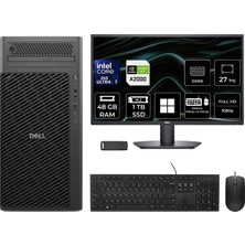 Dell Pro Max T2 Core Ultra 7 265 Rtx 2000 Ada 16GB 48GB Ram 1tb SSD 27" Fhd WIN11 Pro FCT22506P842 Masaüstü Iş Istasyonu + Per4 USB Bellek