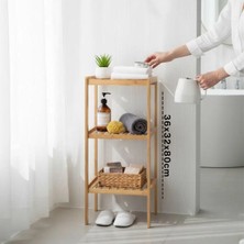 Savarga Çok Amaçlı Raf - Organizer 3 Katlı Ahşap - Bambu 36X32X80CM (4801)