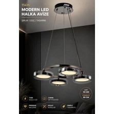Elvora Home Modern (Premium) 4'lü Platin 3 Renkli Ledli 114W Sarkıt Avize Salon Mutfak Oturma Odası Avizesi  Modelleri