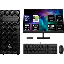 Hp Z2 G1I Core Ultra 7 265K Rtx 2000 Ada 16GB 16GB Ram 1tb SSD 27" Fhd Freedos A2KR1ESPN734 Masaüstü Iş Istasyonu + Per4 USB Bellek