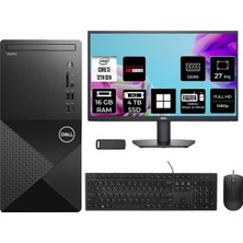 Dell Vostro 3030MT Core I3 12100 Rx 550 4gb 16GB Ram 4tb SSD 27" Fhd WIN11 Pro N6001VDT3030MTP1004 Masaüstü Bilgisayar + Per4 USB Bellek