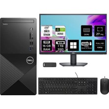 Dell Vostro 3030MT Core I3 12100 Rtx 3050 6gb 16GB Ram 1tb SSD 27" Fhd WIN11 Home N6001VDT3030MTP1102 Masaüstü Bilgisayar + Per4 USB Bellek