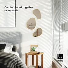 Umbra Hubba Pebble Duvar Montaj Aynaları, 3'lü Set, Pirinç