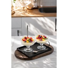 Porsima RYGK0077 Miral 3lü Ayaklı Cam Kase Puding Tatlı ve Dondurma Kasesi Lokumluk Şekerlik Kase Seti Çerez Kasesi 350ML