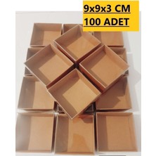 Empressco 100 Adet 9X9X3 cm Kraft Kutu, Asetat Kapaklı, Düğün ve Nişan Hediyesi
