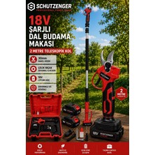 SCHUTZENGER Germany 8011H 2 Metre Teleskopik Kol Uyumlu Şarjlı Dal Budama Makası 30MM 2 Bataryalı Set