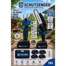 SCHUTZENGER Profesyonel Şarjlı Dal Budama Makası + Şarjlı Testere Seti 4 Akülü 30 mm Kesim Mavi 16C Pro