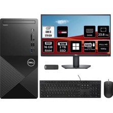Dell Vostro 3030MT Core I3 12100 Rx 550 4gb 16GB Ram 2tb SSD 23.8" Fhd WIN11 Pro N6001VDT3030MTP703 Masaüstü Bilgisayar + Per4 USB Bellek