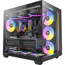 Antec C5 Argb Siyah, 7 x 120MM Argb Pwm Fan Dahil, 4mm Kavisli Temperli Cam, Çift Odalı Tasarım, Tip-C 3.2 Gen 2, Mid-Tower Atx Oyuncu Kasası